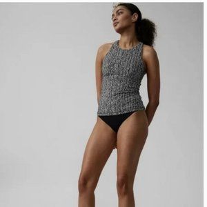 ATHLETA Maldives Bra Cup Tankini Top Rice Pearl Black White 40 B/C NWT Swim Top